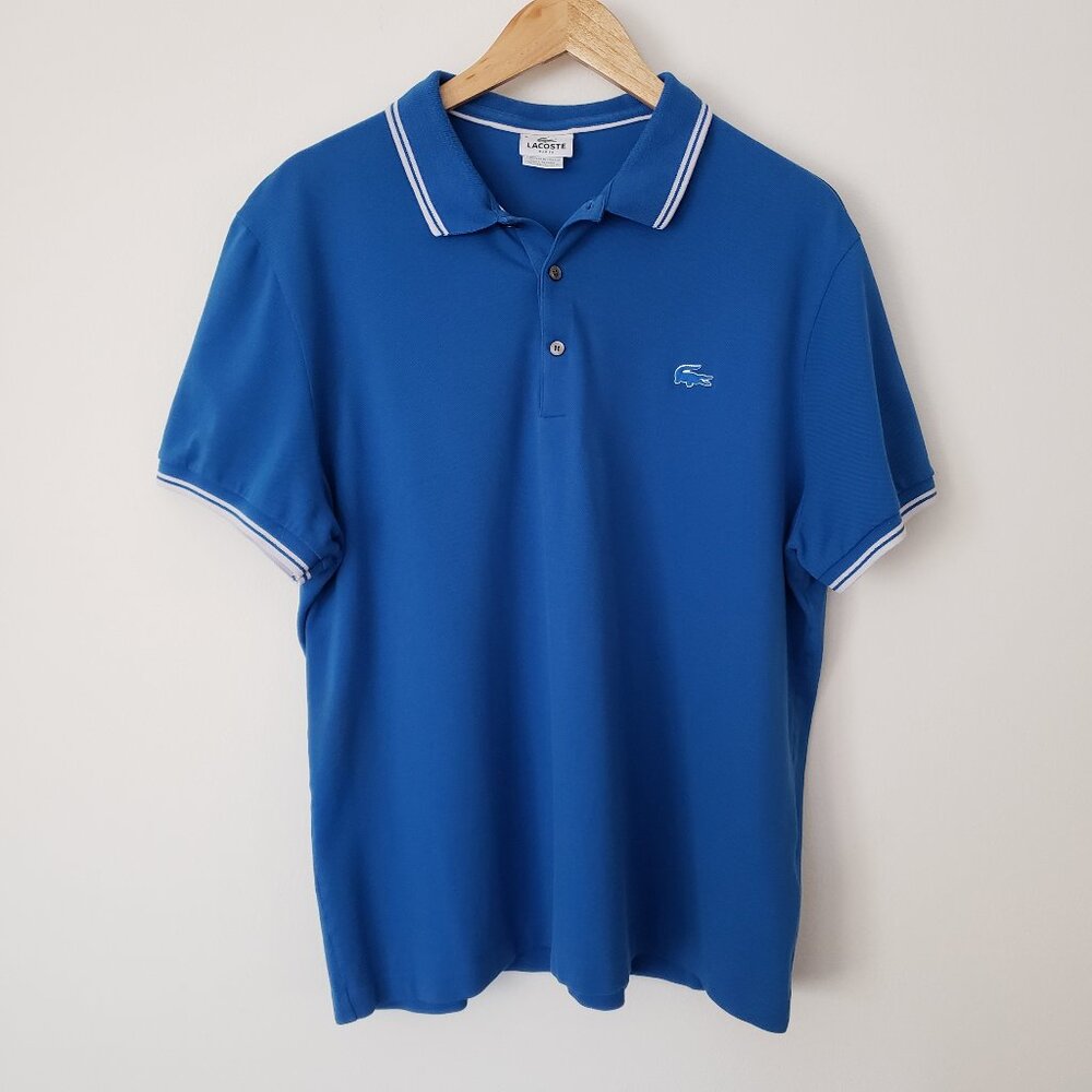 Vintage Lacoste Slim Fit Blue Polo Shirt Size 3XL